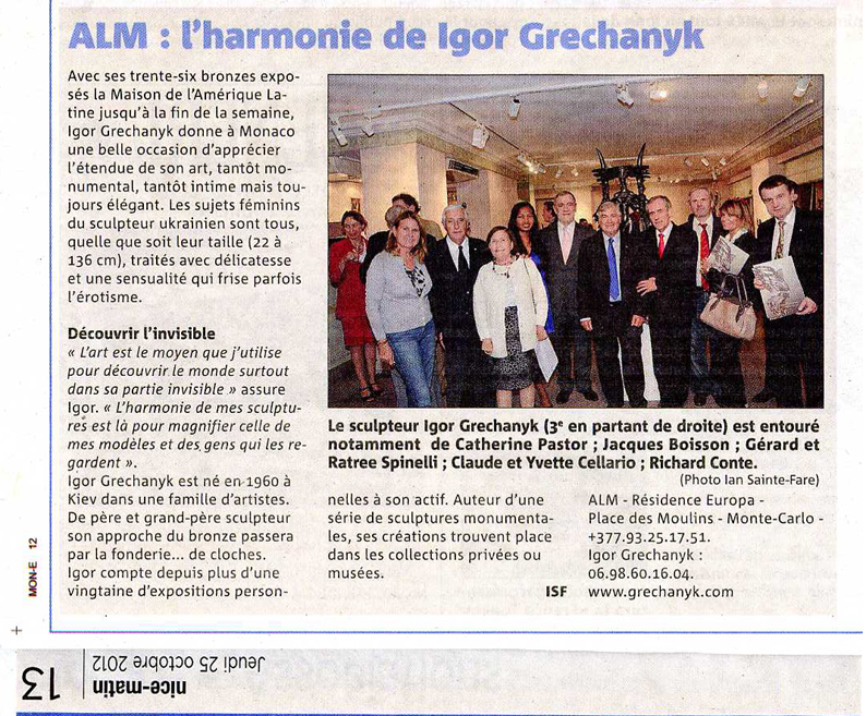 Nice Matin Monaco about Igor Grechanyk